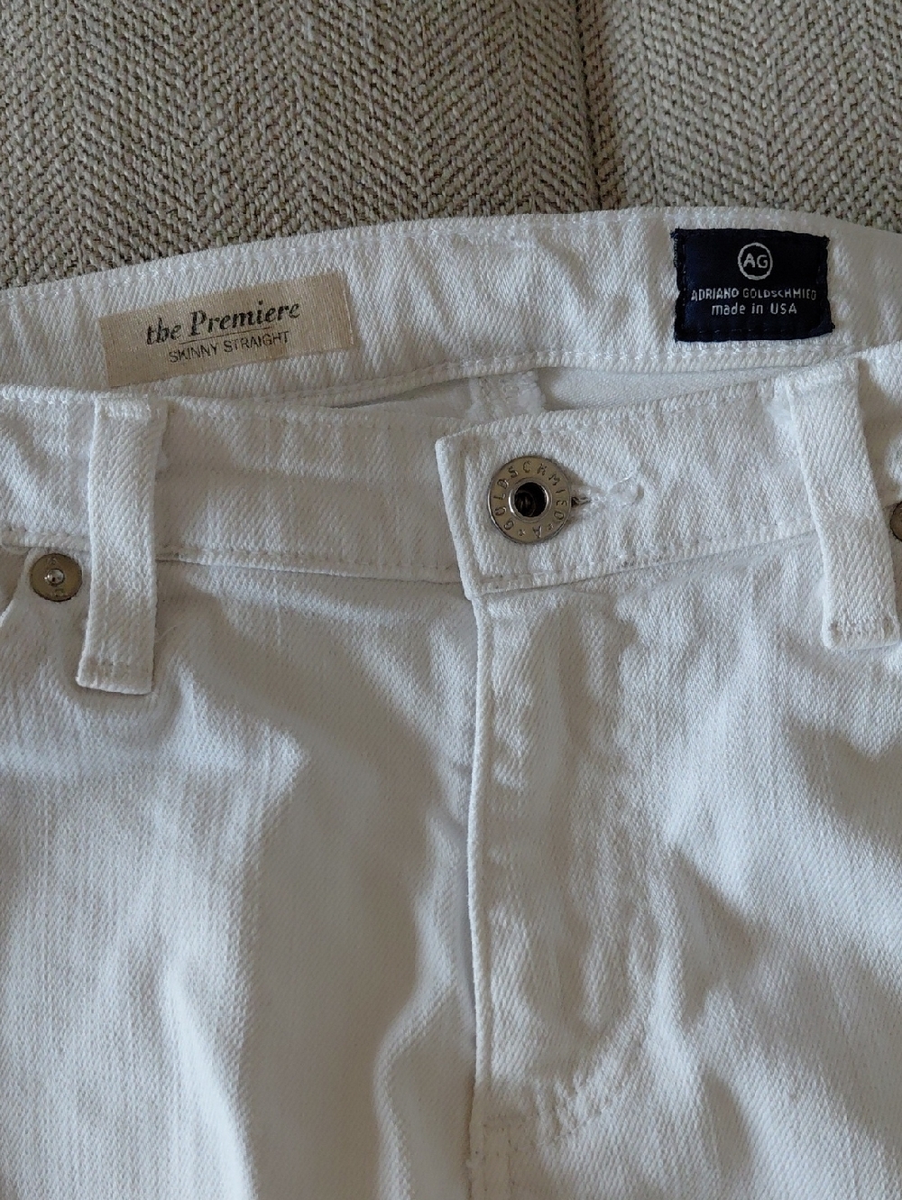 Ag Adriano Goldschmied White Jeans Skinny Straight Leg - Picture 2 of 6